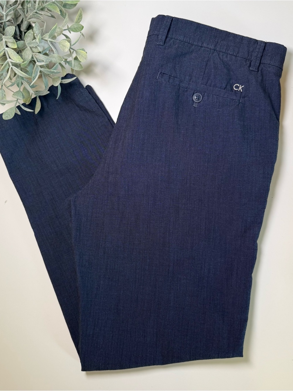 Men’s Calvin Klein Slim Fit Stretch Navy Dress Pants Size 34x32